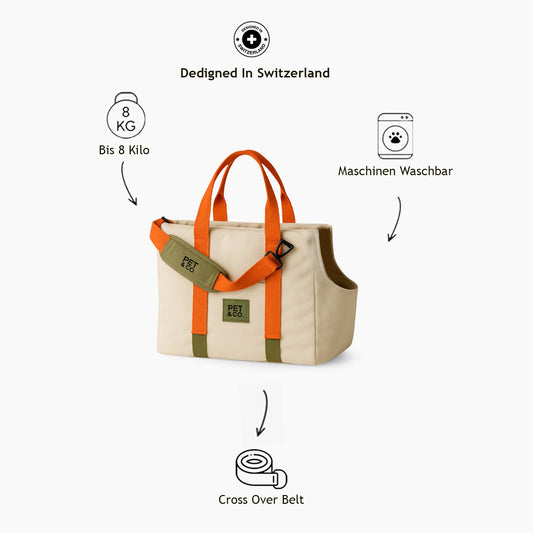 Bruno Canvas - Luxus Hundetasche in Creme