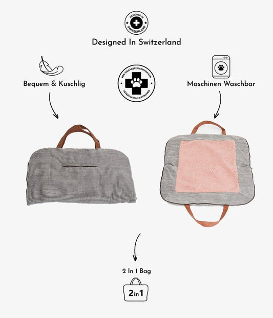 Charly Cord – Luxus Hundereisematte in Grau