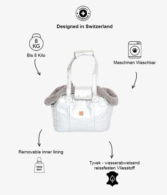 Lucky Paper - Luxus-Hundetasche in Silber