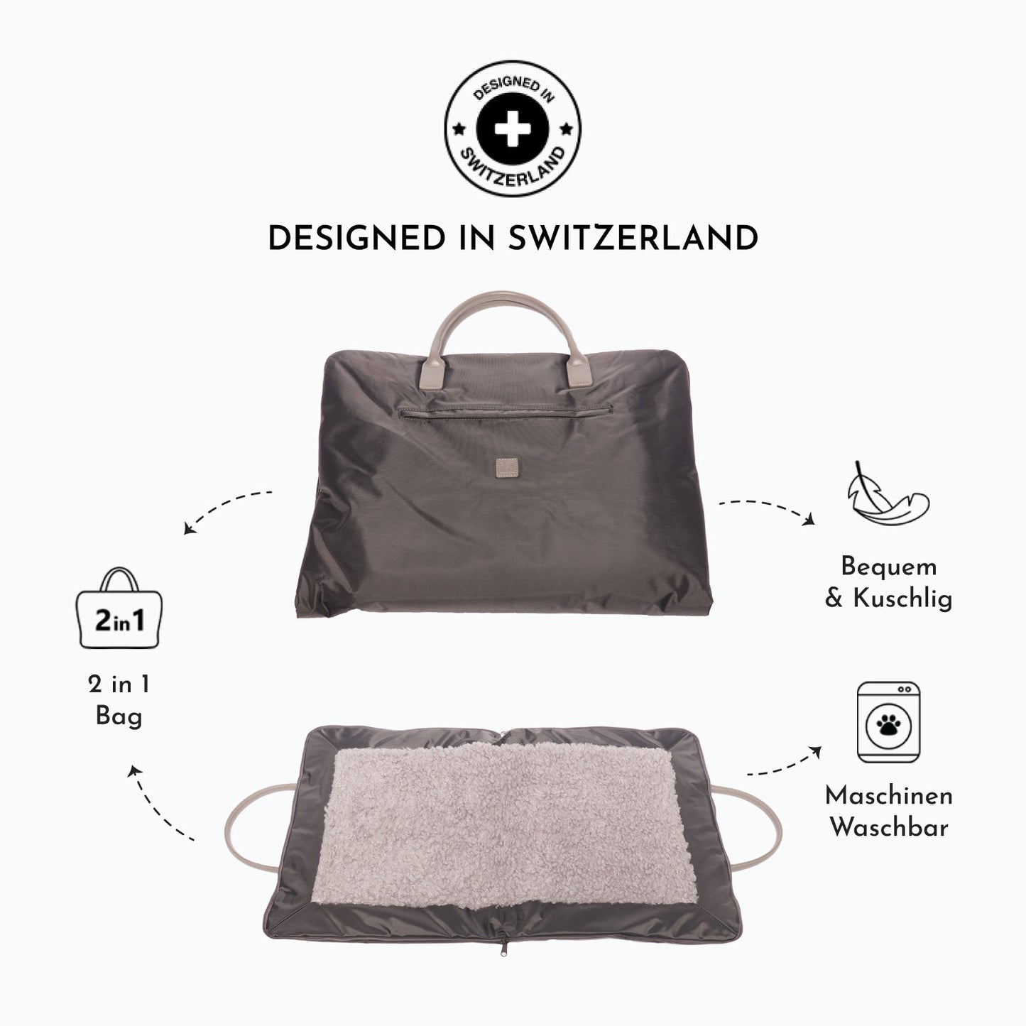 Clara – luxury Dog Travel Mat-Bag in Anthracite