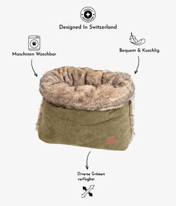 Snuggle Cord (Faux Fur) - Kheki Dog Bed
