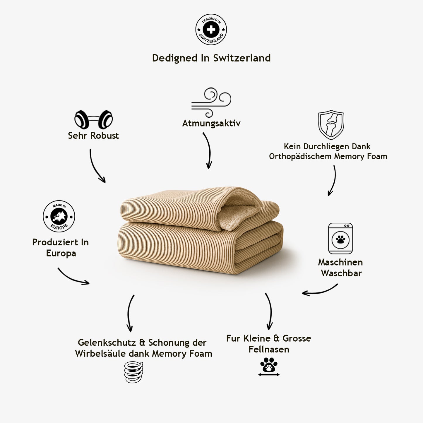 Cover for Kingston – Cord DF Dog Bed Khaki