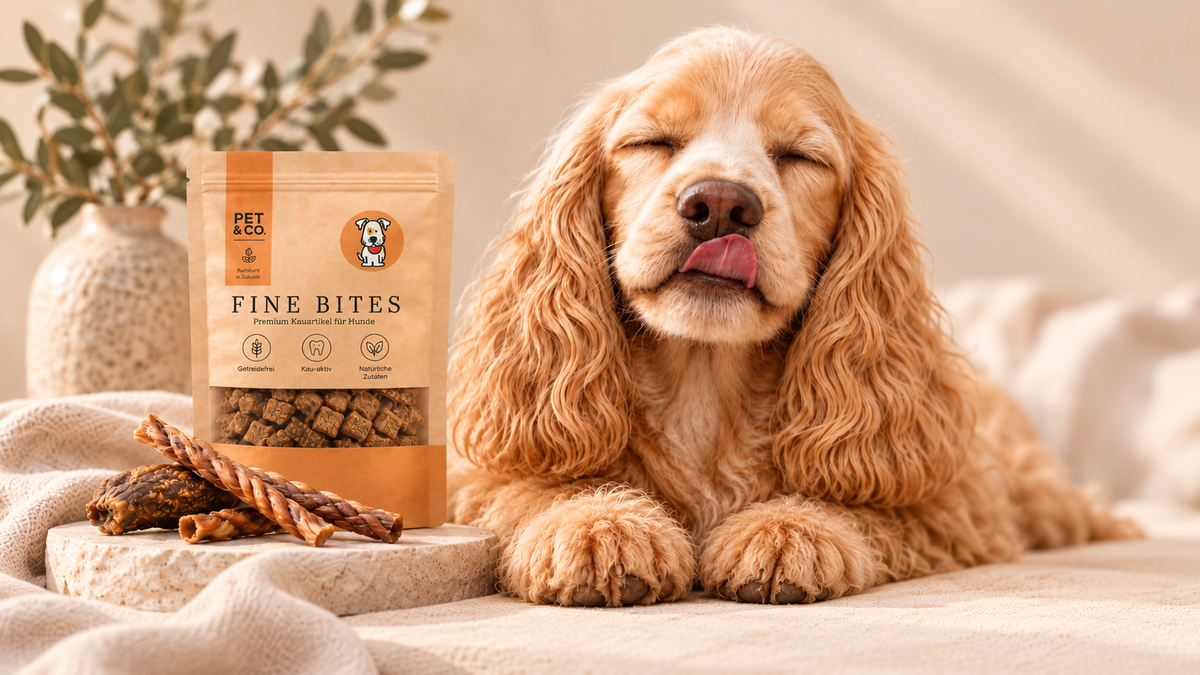 Cocker spaniel with Fine Bites dog treats