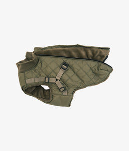 Ruby - Quilted Coat with Harness - Olive