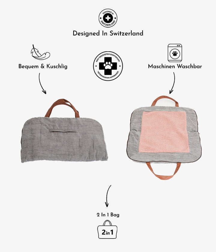 Charly Cord – Luxus Hundereisematte in Grau