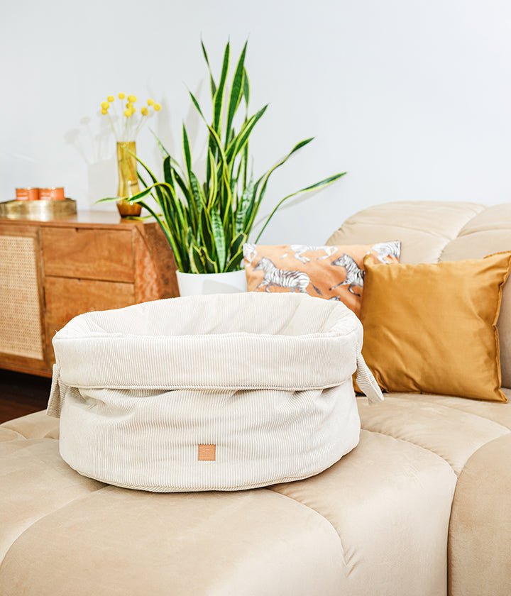 Louis-Cord- Luxury Dog Basket