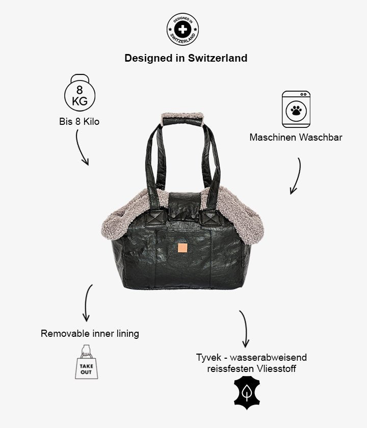 Lucky Paper - Luxury Dog Bag in Black
