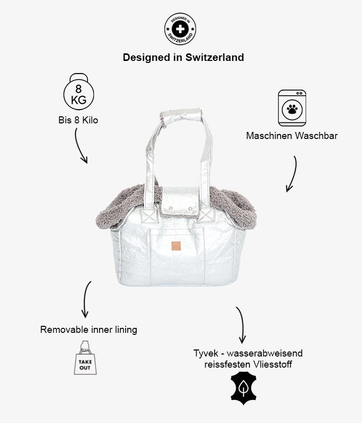 Lucky Paper - Luxury Dog Bag in Silver