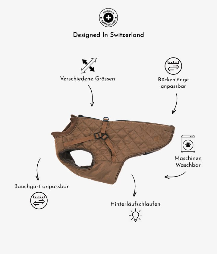 Ruby - Wattierter Mantel mit Geschirr - Brown