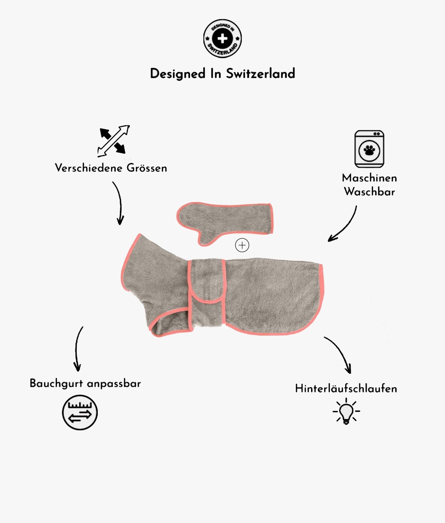 Wrappy Set - Hundebademantel &amp; Handschuh SPA Set - Schokolade
